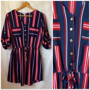 J for Justify Blue and Red Strip mini dress